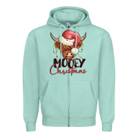 Seafoam mooey christmas Zipper Hoodie - MaliasSmallBusiness