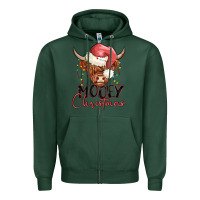 Sports Green mooey christmas Zipper Hoodie - MaliasSmallBusiness