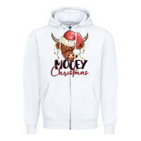 White mooey christmas Zipper Hoodie - MaliasSmallBusiness