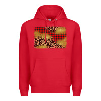 Red christmas leopard glitter background Premium Hoodie - AdoDesignShop