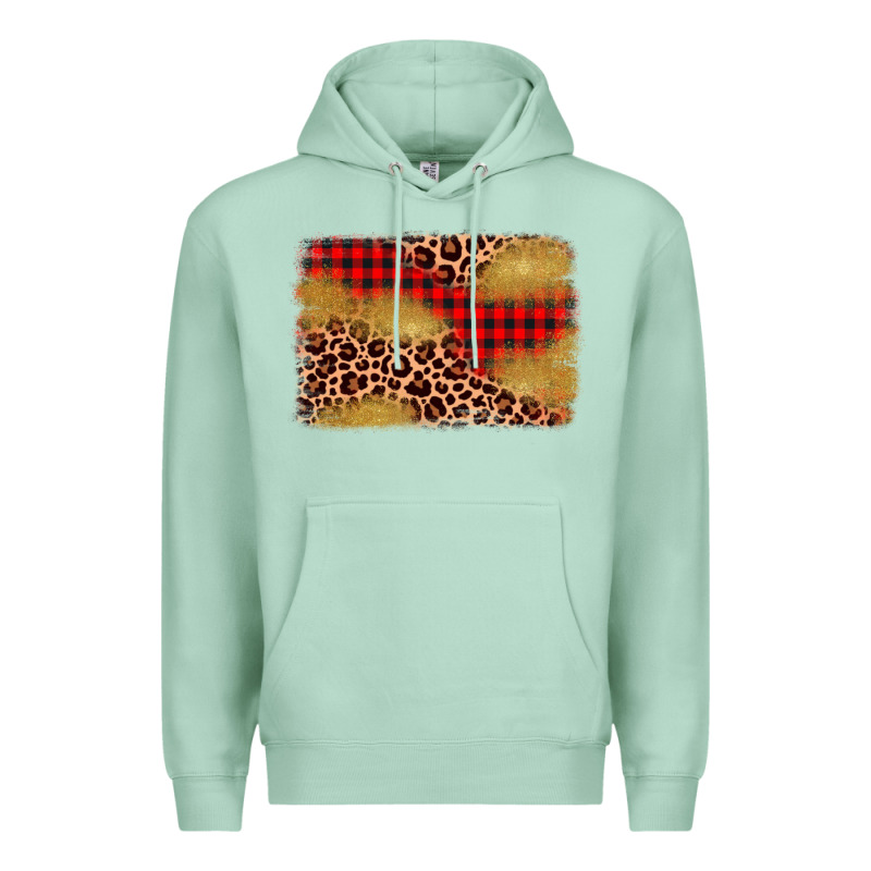 Christmas Leopard Glitter Background Premium Hoodie by AdoDesignShop | Teevron