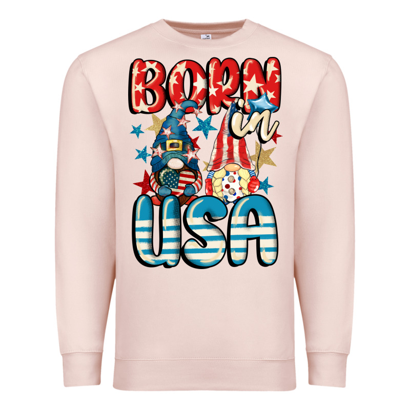 Born In Usa Gnomes 4th Of July Premium Sweatshirt by CowGirlArtShop | Teevron