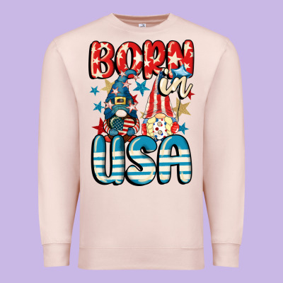 Born In Usa Gnomes 4th Of July Premium Sweatshirt Designed By Cowgirlartshop