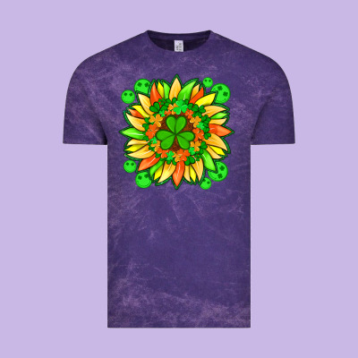 Sunflower With St Patricks Smiley Face And Shamrock With Glitter Vintage Tee Designed By Artiststas