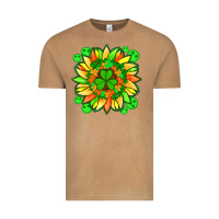 Vintage Camel sunflower with st patricks smiley face and shamrock with glitter Vintage Tee - Artiststas