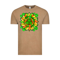 Vintage Coffee sunflower with st patricks smiley face and shamrock with glitter Vintage Tee - Artiststas