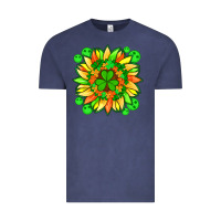 Vintage Denim sunflower with st patricks smiley face and shamrock with glitter Vintage Tee - Artiststas