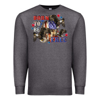 Charcoal Heather Born to be free 4th of july Premium Sweatshirt - CowGirlArtShop