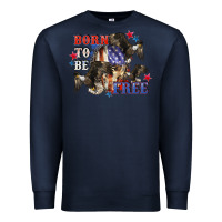Navy Born to be free 4th of july Premium Sweatshirt - CowGirlArtShop