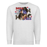 Oatmeal Heather Born to be free 4th of july Premium Sweatshirt - CowGirlArtShop
