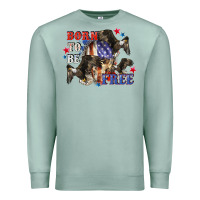 Seafoam Born to be free 4th of july Premium Sweatshirt - CowGirlArtShop