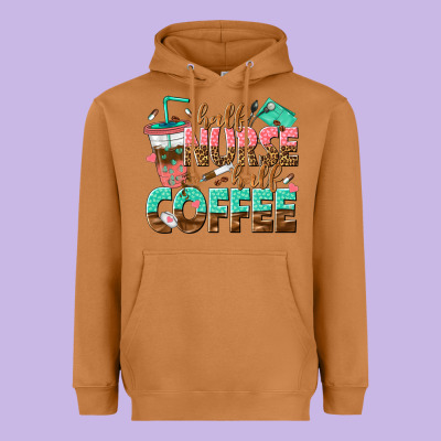 Half Nurse Half Coffee Heavyweight Hoodie Designed By Texasbilliewilder