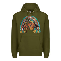 Army Green bucking bronco rodeo rainbow Premium Hoodie - Artiststas