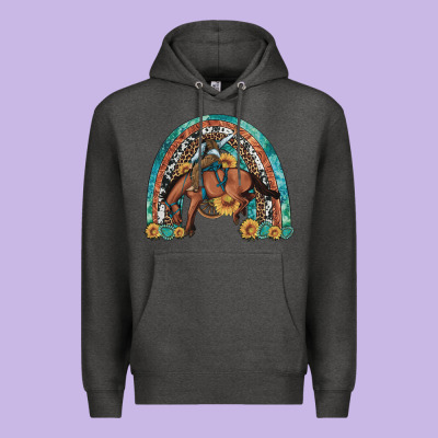 Bucking Bronco Rodeo Rainbow Premium Hoodie Designed By Artiststas