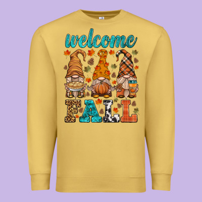 Welcome Fall Gnome Premium Sweatshirt Designed By Hra Design Shop