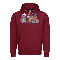 Burgundy nurse elements coffee cups Zipper Hoodie - MaliasSmallBusiness