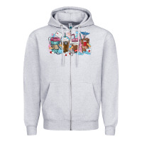 Heather Grey nurse elements coffee cups Zipper Hoodie - MaliasSmallBusiness
