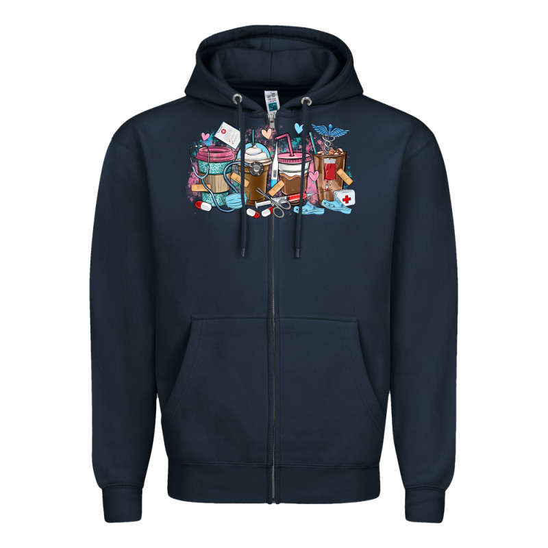 Nurse Elements Coffee Cups Zipper Hoodie by MaliasSmallBusiness | Teevron
