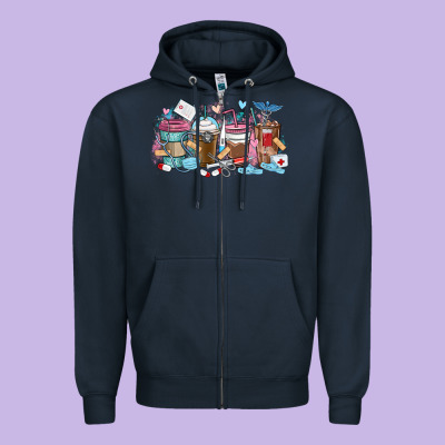 Zipper Hoodie nurse elements coffee cups