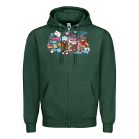 Sports Green nurse elements coffee cups Zipper Hoodie - MaliasSmallBusiness