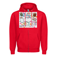 Red sewing Zipper Hoodie - MaliasSmallBusiness