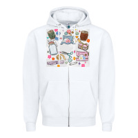 White sewing Zipper Hoodie - MaliasSmallBusiness
