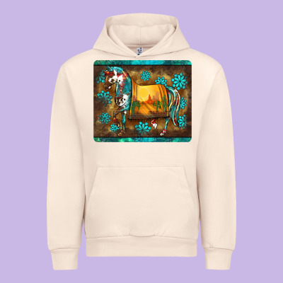 Western Horse Sunset Turquoise's Gemstones Mousepad Urban Hoodie Designed By Barkaloodesign