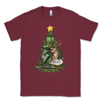 Burgundy hunting christmas tree Classic Tee - MaliasSmallBusiness