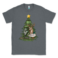 Charcoal Heather hunting christmas tree Classic Tee - MaliasSmallBusiness