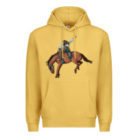 Antique Gold bucking bronco cowboy rodeo Premium Hoodie - Artiststas