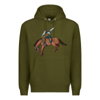 Army Green bucking bronco cowboy rodeo Premium Hoodie - Artiststas