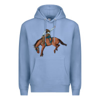 Colony Blue bucking bronco cowboy rodeo Premium Hoodie - Artiststas