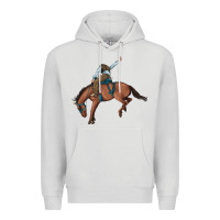 Dove Grey bucking bronco cowboy rodeo Premium Hoodie - Artiststas