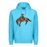 Ocean Blue bucking bronco cowboy rodeo Premium Hoodie - Artiststas