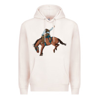 Pale Pink bucking bronco cowboy rodeo Premium Hoodie - Artiststas