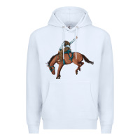 White bucking bronco cowboy rodeo Premium Hoodie - Artiststas
