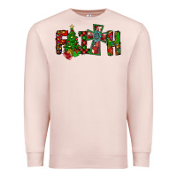 Pale Pink christmas faith with cross Premium Sweatshirt - CowhideDigitalArt