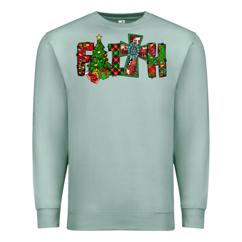 Christmas Faith With Cross Premium Sweatshirt by CowhideDigitalArt | Teevron
