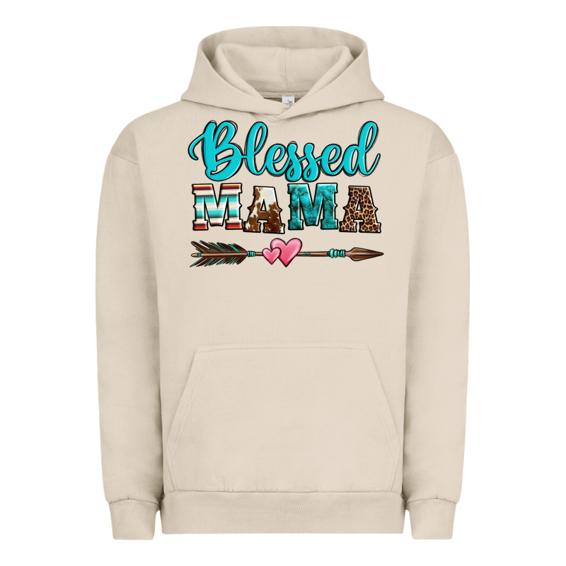 Blessed Mama Serape Cowhide Turquoise Urban Hoodie by Jasminsmagicworld | Teevron
