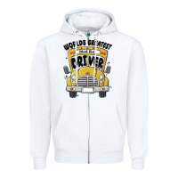 White worlds greatest school bus driver Zipper Hoodie - MaliasSmallBusiness