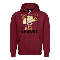 Burgundy cupid find me a cowboy Zipper Hoodie - MaliasSmallBusiness