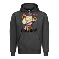 Charcoal Heather cupid find me a cowboy Zipper Hoodie - MaliasSmallBusiness