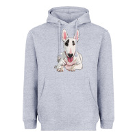 Heather Grey bull terrier Heavyweight Hoodie - RanaPortraitStore
