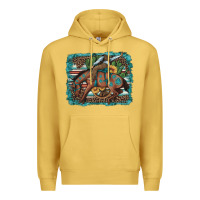 Antique Gold bucking bronco cowboy rodeo cactus and sunflowers Premium Hoodie - Artiststas