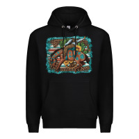 Black bucking bronco cowboy rodeo cactus and sunflowers Premium Hoodie - Artiststas