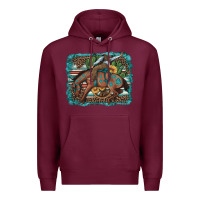Burgundy bucking bronco cowboy rodeo cactus and sunflowers Premium Hoodie - Artiststas