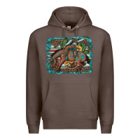 Coffee bucking bronco cowboy rodeo cactus and sunflowers Premium Hoodie - Artiststas