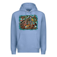 Colony Blue bucking bronco cowboy rodeo cactus and sunflowers Premium Hoodie - Artiststas
