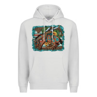 Dove Grey bucking bronco cowboy rodeo cactus and sunflowers Premium Hoodie - Artiststas