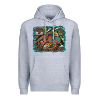 Heather Grey bucking bronco cowboy rodeo cactus and sunflowers Premium Hoodie - Artiststas